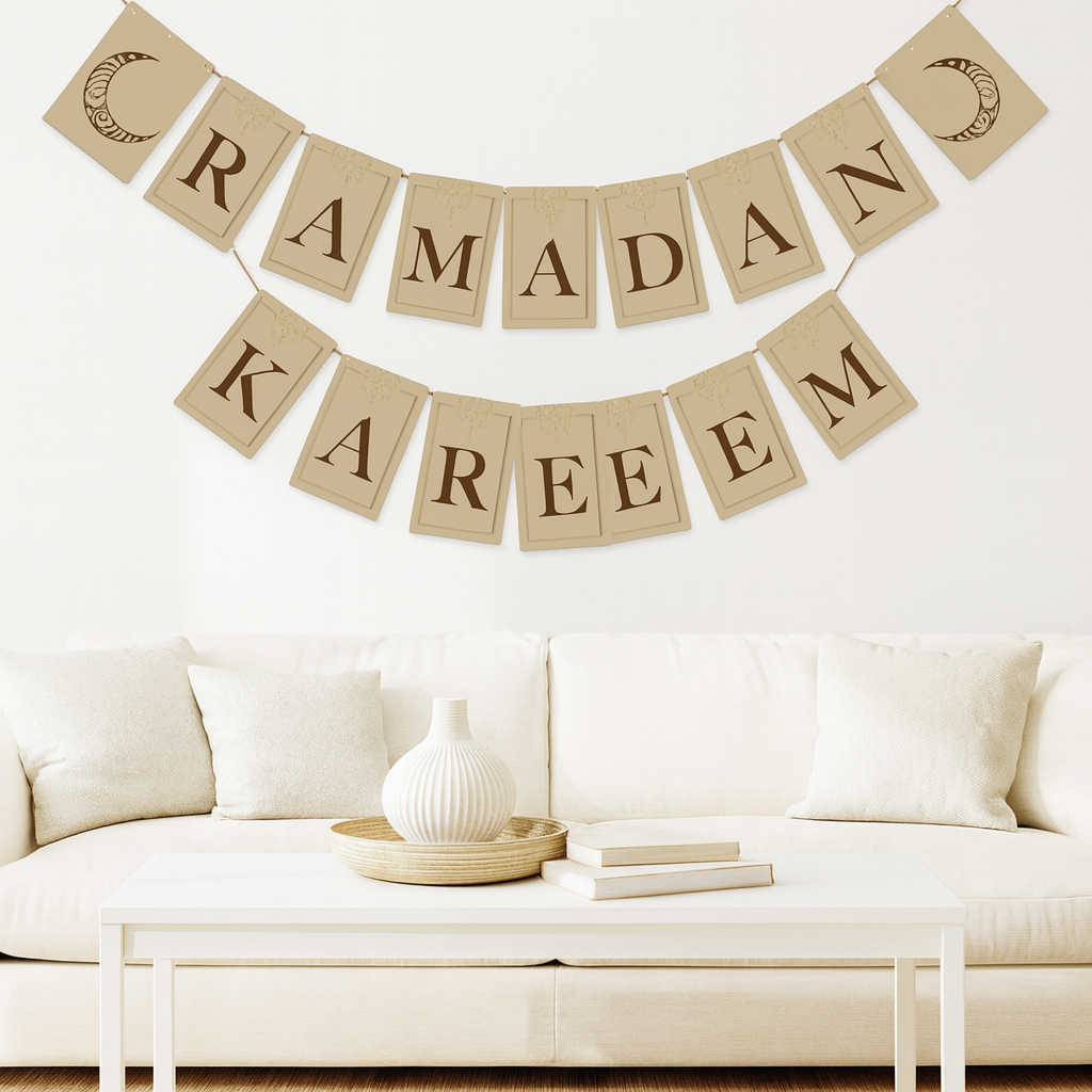 Ramadan Kareem garland digital download by CADEAULIER, displaying colorful festive designs on A4 pages.